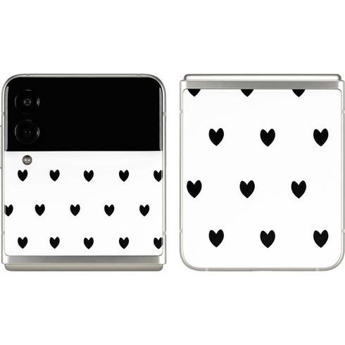White and Black Hearts Galaxy Z Flip3 5G Skin